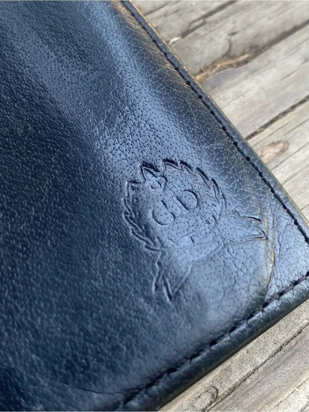 DIOR Vintage Black Leather Wallet with Embossed Monogram!